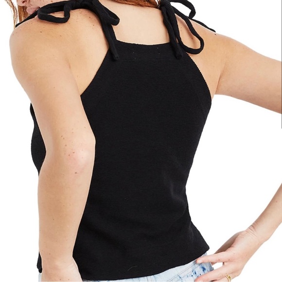 madewell thread & texture black tie strap tank - Picture 2 of 5